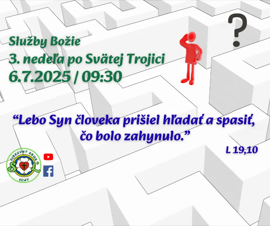 POZÝVAME VÁS NA SLUŽBY BOŽIE│3. NEDEĽA PO SVÄTEJ TROJICI│6.7.2025