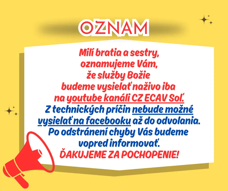 Oznam o vysielaní služieb Božích